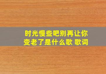 时光慢些吧别再让你变老了是什么歌 歌词